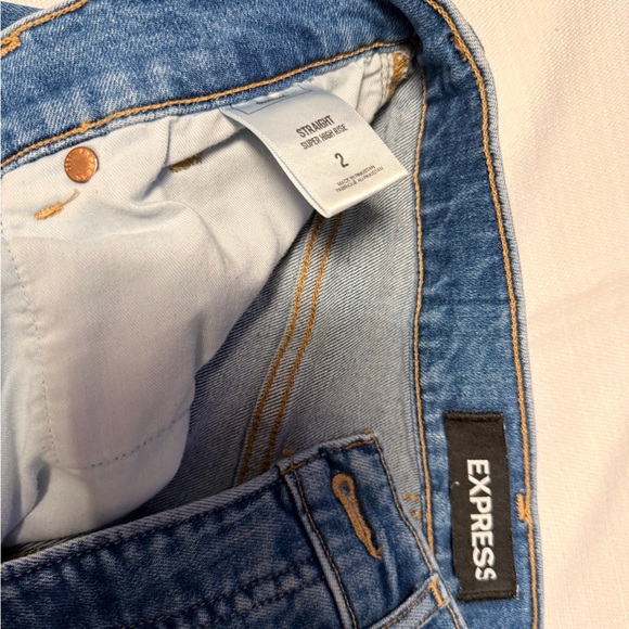 Express Denim Blue Women's Straight Leg Jeans - Picture 5 of 6